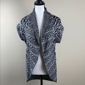 Reitmans Black & Gray Knit Shawl Collar Sweater Vest Cozy Soft Women's Size S